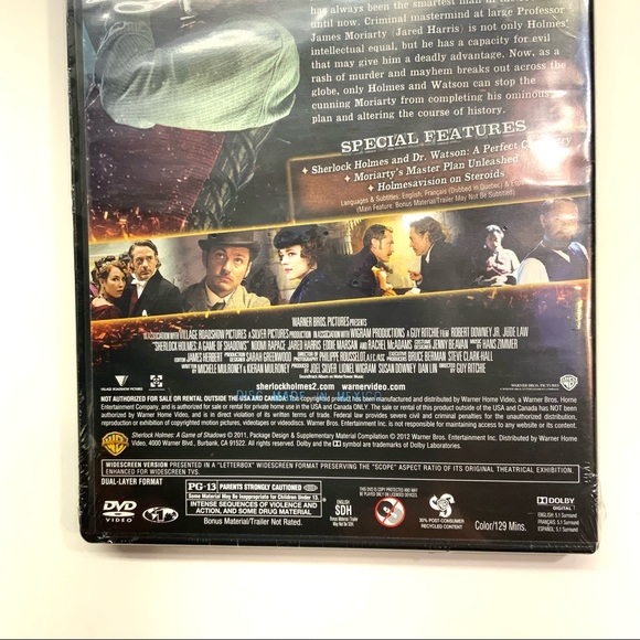 Sherlock Holmes A Game Of Shadows DVD Video Movie Robert Downey Jr Jude Law New - Picture 4 of 8
